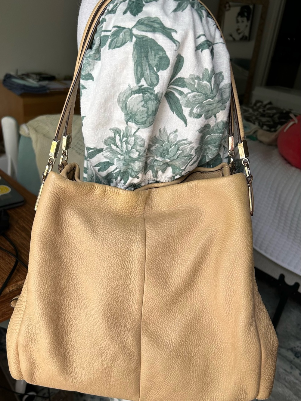 Coach Madison Pebbled Leather Hobo Bag in Tan - Picture 2 of 9